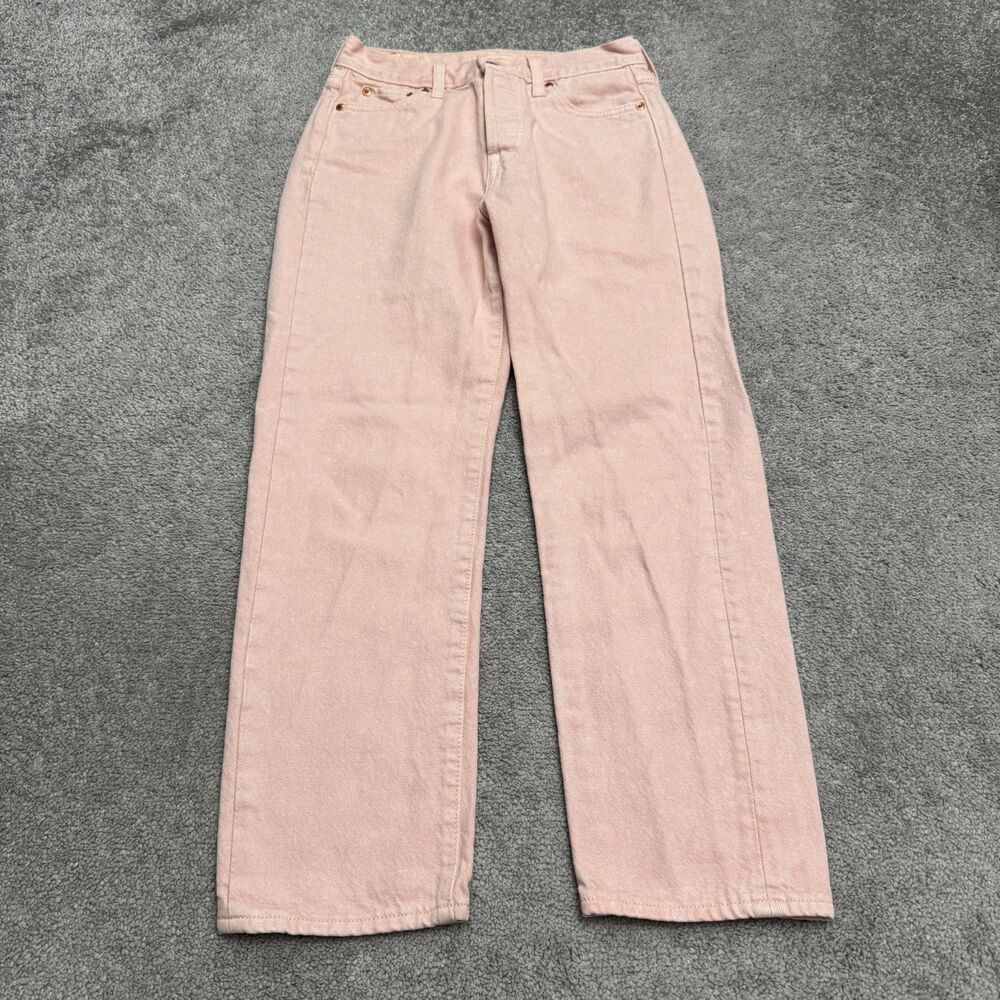 Levis Premium Wedgie Straight Denim Jeans Womens 26x26 Pastel Pink High Rise Fit